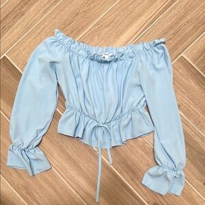 Superdown Sky Blue Off-Shoulder Blouse